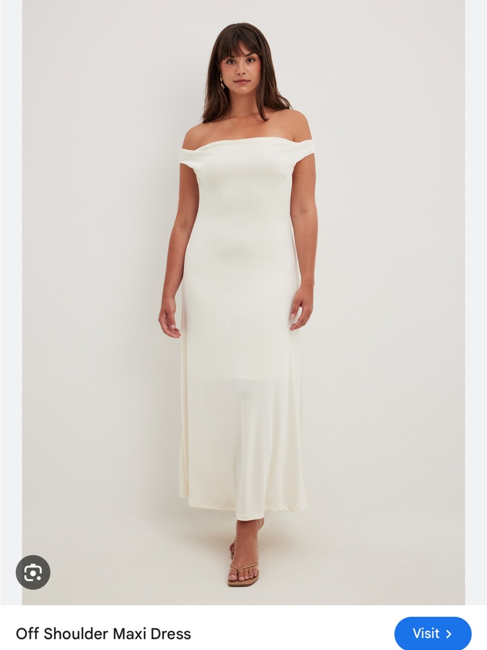 NA-KD Off Shoulder Maxi Dress in Offwhite NWT